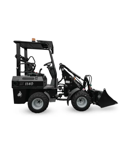 Svart Ravell 1140 hjullastare 1.5 ton utrustad med driftsäker Perkins-motor