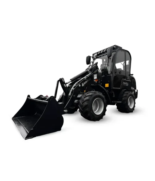 Svart Ravell 1280 hjullastare 2.5 ton utrustad med driftsäker Kubota-motor
