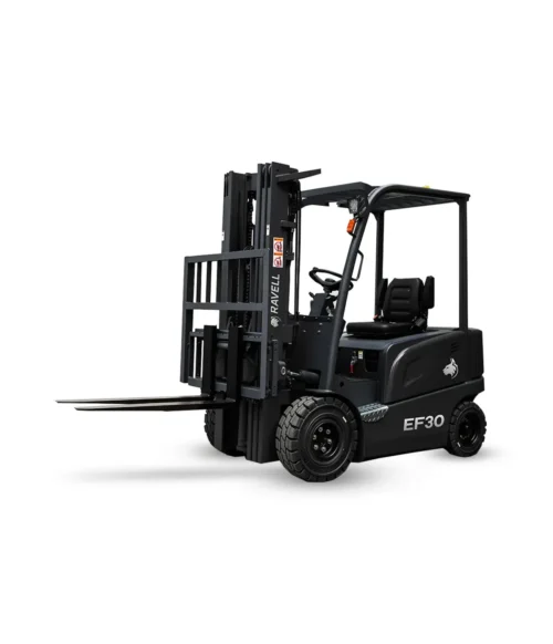 Svart Ravell EF30 eltruck 3 ton med gafflar