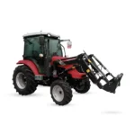 Röd Euro-Farmer 2054 traktor 50 hk utrustad med frontlastare