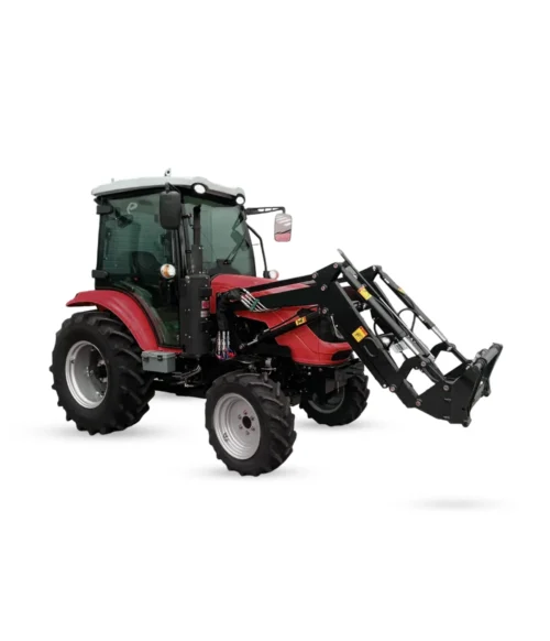 Röd Euro-Farmer 2054 traktor 50 hk utrustad med frontlastare