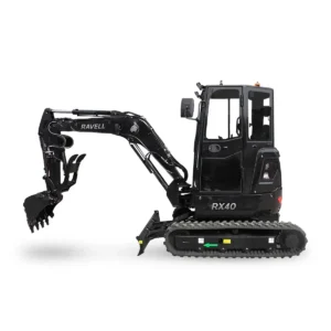 Svart och grå Ravell RX40 grävmaskin 3.8 ton med hytt