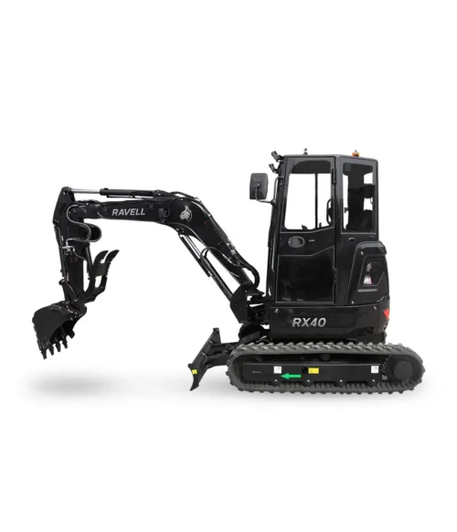Svart och grå Ravell RX40 grävmaskin 3.8 ton med hytt