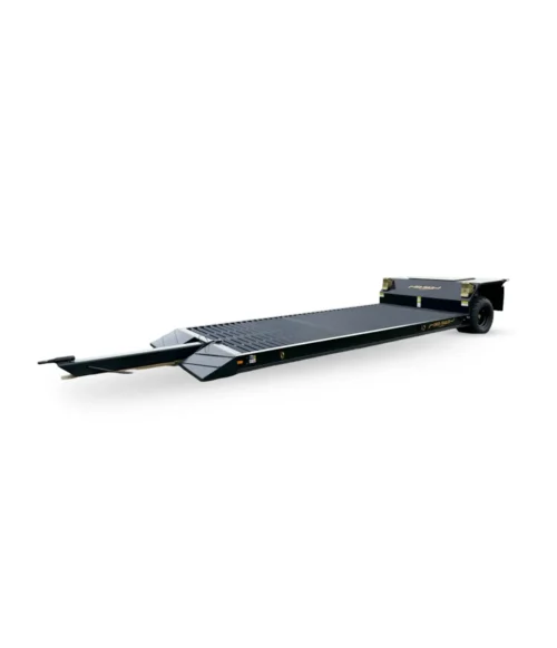 Svart maskintrailer Drop Deck 8 ton för tung transport