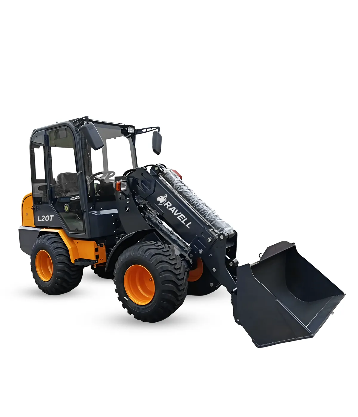Ravell L20T kompakt hjullastare med Kubota-motor och skopa